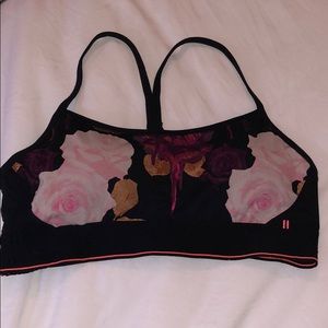 Stance black floral sports bra